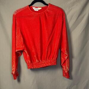 Judy Bond Vintage Red Gold Metallic Blouse Top Pullover‎ Vintage 80's Size 10